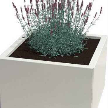 Gepoedercoat staal plantenbak Rechthoek 50x60 H=60 cm - Wit (RAL9010) MET bodemplaat