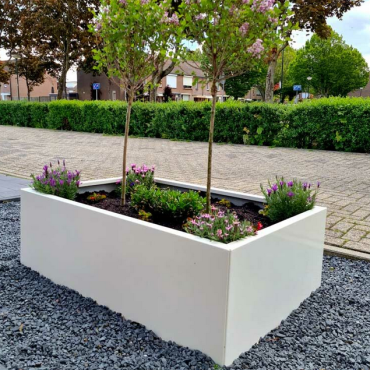 Gepoedercoat staal plantenbak Rechthoek 50x80 H=30 cm - Wit (RAL9010) MET bodemplaat