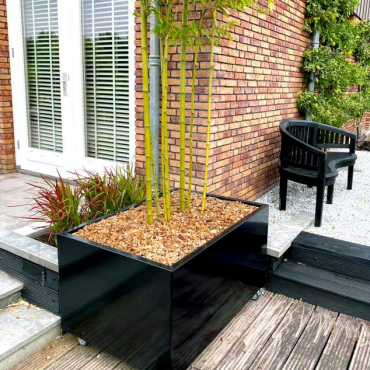 Gepoedercoat staal plantenbak Rechthoek 60x80 H=80 cm - Antraciet (RAL7016) MET bodemplaat