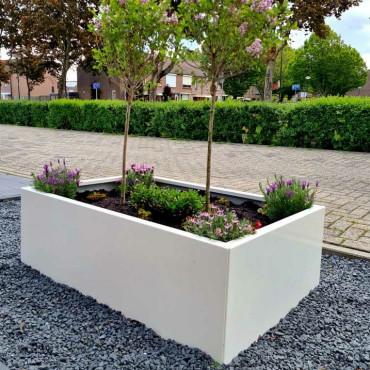 Gepoedercoat staal plantenbak Rechthoek 80x120 H=30 cm - Wit (RAL9010) ZONDER bodemplaat