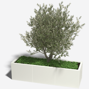 Gepoedercoat staal plantenbak Rechthoek XL 150x50 H=50 cm - Wit (RAL9010) MET bodemplaat