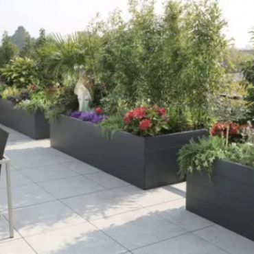 Gepoedercoat staal plantenbak Rechthoek XL 160x100 H=60 cm - Antraciet (RAL7016) ZONDER bodemplaat
