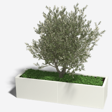 Gepoedercoat staal plantenbak Rechthoek XL 160x50 H=30 cm - Wit (RAL9010) MET bodemplaat