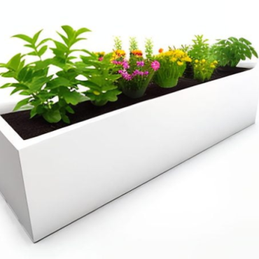 Gepoedercoat staal plantenbak Rechthoek XL 160x60 H=30 cm - Wit (RAL9010) ZONDER bodemplaat
