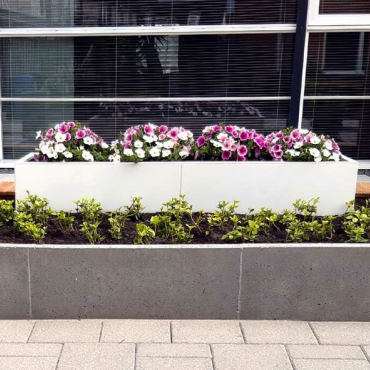Gepoedercoat staal plantenbak Rechthoek XL 200x60 H=60 cm - Wit (RAL9010) MET bodemplaat