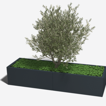 Gepoedercoat staal plantenbak Rechthoek XL 200x60 H=60 cm - Zwart (RAL9005) MET bodemplaat