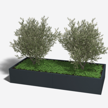 Gepoedercoat staal plantenbak Rechthoek XL 240x100 H=30 cm - Zwart (RAL9005) ZONDER bodemplaat