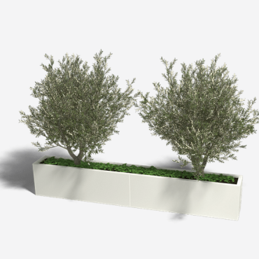 Gepoedercoat staal plantenbak Rechthoek XL 240x30 H=40 cm - Wit (RAL9010) MET bodemplaat