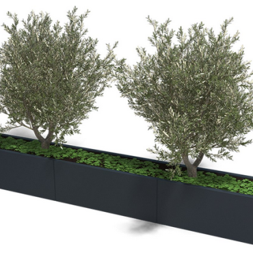 Gepoedercoat staal plantenbak Rechthoek XL 240x30 H=60 cm - Zwart (RAL9005) ZONDER bodemplaat