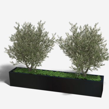 Gepoedercoat staal plantenbak Rechthoek XL 240x40 H=60 cm - Zwart (RAL9005) MET bodemplaat