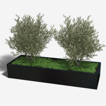 Gepoedercoat staal plantenbak Rechthoek XL 240x80 H=60 cm - Zwart (RAL9005) MET bodemplaat