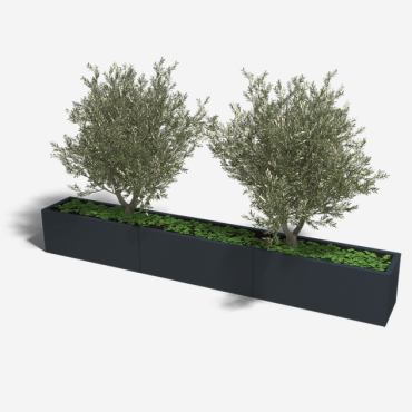 Gepoedercoat staal plantenbak Rechthoek XL 300x40 H=40 cm - Zwart (RAL9005) MET bodemplaat