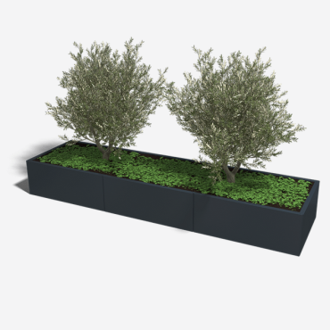 Gepoedercoat staal plantenbak Rechthoek XL 300x80 H=80 cm - Zwart (RAL9005) ZONDER bodemplaat