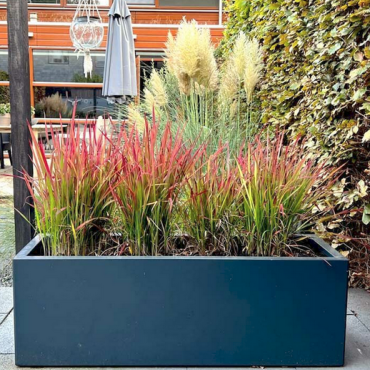 Gepoedercoat staal plantenbak Rechthoek XL 320x100 H=40 cm - Antraciet (RAL7016) MET bodemplaat