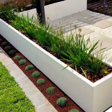 Gepoedercoat staal plantenbak Rechthoek XL 320x30 H=30 cm - Wit (RAL9010) MET bodemplaat