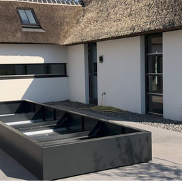 Gepoedercoat staal plantenbak Rechthoek XL 320x50 H=60 cm - Antraciet (RAL7016) MET bodemplaat