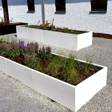 Gepoedercoat staal plantenbak Rechthoek XL 320x80 H=40 cm - Wit (RAL9010) ZONDER bodemplaat