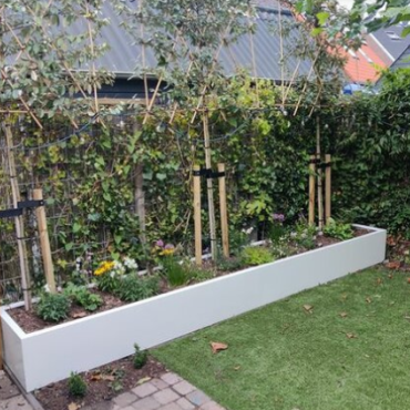 Gepoedercoat staal plantenbak Rechthoek XL 360x50 H=30 cm - Wit (RAL9010) ZONDER bodemplaat