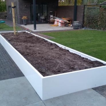 Gepoedercoat staal plantenbak Rechthoek XL 360x60 H=30 cm - Wit (RAL9010) ZONDER bodemplaat