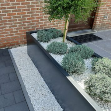 Gepoedercoat staal plantenbak Rechthoek XL 360x60 H=80 cm - Zwart (RAL9005) MET bodemplaat
