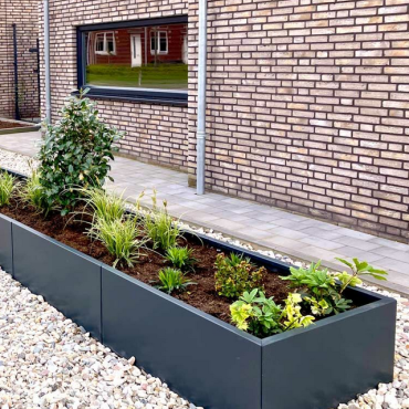 Gepoedercoat staal plantenbak Rechthoek XL 360x80 H=40 cm - Antraciet (RAL7016) ZONDER bodemplaat