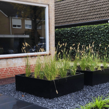 Gepoedercoat staal plantenbak Rechthoek XL 360x80 H=80 cm - Zwart (RAL9005) MET bodemplaat