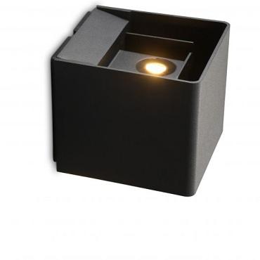 Tolosa vierkant zwart wandlamp 2 x 4W dimbaar