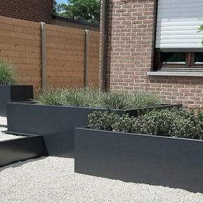 Gepoedercoat staal plantenbak Rechthoek XL 400x120 H=30 cm - Antraciet (RAL7016) ZONDER bodemplaat