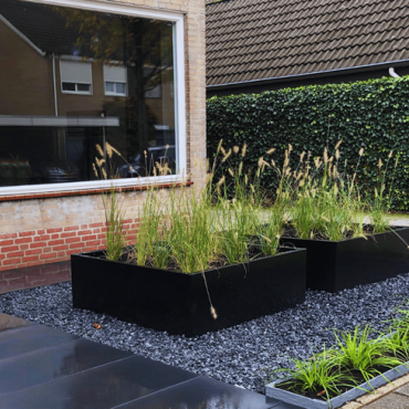 Gepoedercoat staal plantenbak Rechthoek XL 400x50 H=50 cm - Zwart (RAL9005) MET bodemplaat