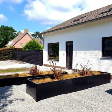 Gepoedercoat staal plantenbak Rechthoek XL 480x100 H=60 cm - Zwart (RAL9005) MET bodemplaat