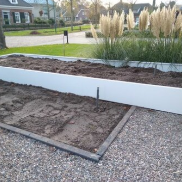 Gepoedercoat staal plantenbak Rechthoek XL 480x60 H=80 cm - Wit (RAL9010) ZONDER bodemplaat