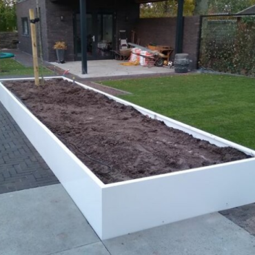 Gepoedercoat staal plantenbak Rechthoek XL 480x80 H=60 cm - Wit (RAL9010) ZONDER bodemplaat