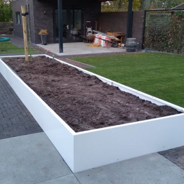 Gepoedercoat staal plantenbak Rechthoek XL 500x100 H=100 cm - Wit (RAL9010) MET bodemplaat