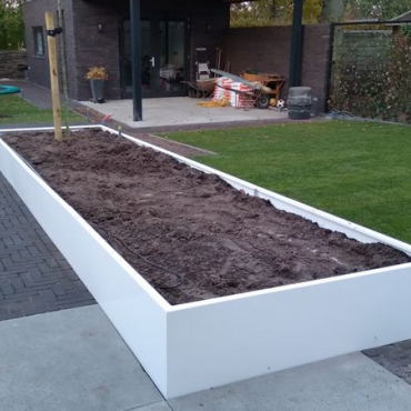 Gepoedercoat staal plantenbak Rechthoek XL 500x60 H=80 cm - Wit (RAL9010) ZONDER bodemplaat