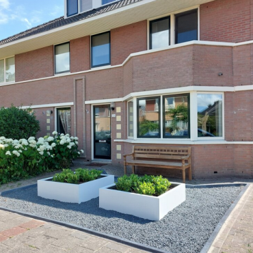 Gepoedercoat staal plantenbak Vierkant 120x120 H=60 cm MET bodemplaat - Wit (RAL9010)