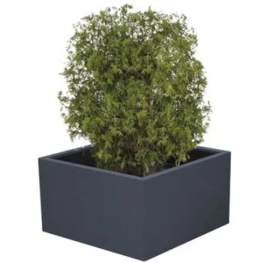 Gepoedercoat staal plantenbak Vierkant 70x70 H=70 cm MET bodemplaat + wielen - Antraciet (RAL7016)