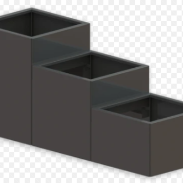 Gepoedercoat staal plantenbak Vierkant Trapmodel 3 stuks 80x80 H=40+60+80 cm - Antraciet (RAL7016) -bodemplaat