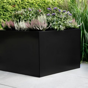 Gepoedercoat staal plantenbak Vierkant XL 150x150 cm H=80 cm - Zwart (RAL9005) ZONDER bodemplaat