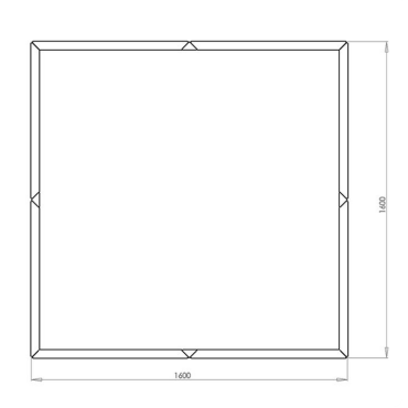 Gepoedercoat staal plantenbak Vierkant XL 160x160 cm H=80 cm - Wit (RAL9010) ZONDER bodemplaat