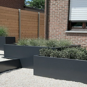 Gepoedercoat staal plantenbak Vierkant XL 160x160 cm H=60 cm - Antraciet (RAL7016) ZONDER bodemplaat