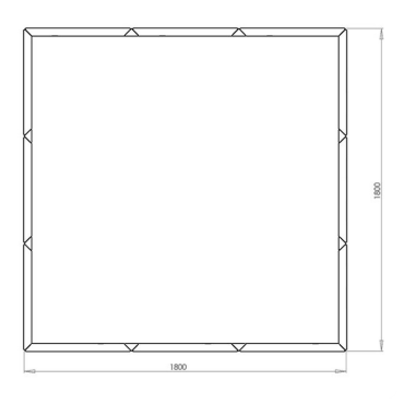 Gepoedercoat staal plantenbak Vierkant XL 180x180 cm H=60 cm - Andere RALkleur - ZONDER bodemplaat