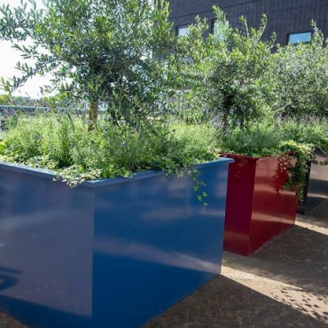 Gepoedercoat staal plantenbak Vierkant XL 200x200 cm H=50 cm - Andere RALkleur - ZONDER bodemplaat
