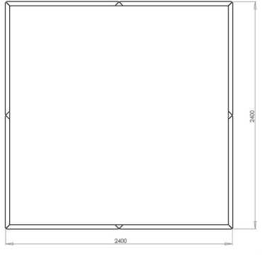 Gepoedercoat staal plantenbak Vierkant XL 240x240 cm H=40 cm - Andere RALkleur - ZONDER bodemplaat