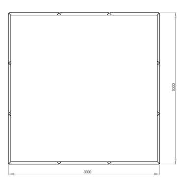 Gepoedercoat staal plantenbak Vierkant XL 300x300 cm H=30 cm - Wit (RAL9010) ZONDER bodemplaat