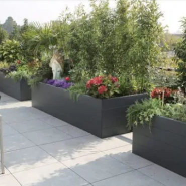 Gepoedercoat staal plantenbak Vierkant XL 300x300 cm H=60 cm - Antraciet (RAL7016) ZONDER bodemplaat