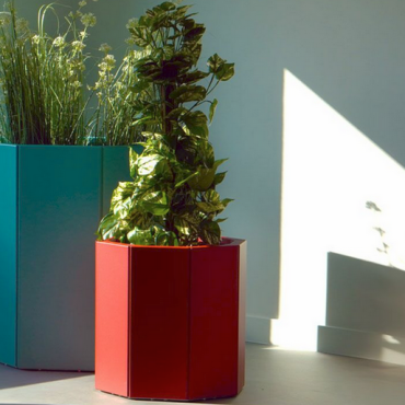 Gepoedercoat staal plantenbak Zeshoek 173.2x199.3 cm H=60 cm - Andere RALkleur - ZONDER bodemplaat