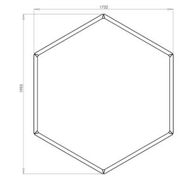 Gepoedercoat staal plantenbak Zeshoek 173.2x199.3 cm H=30 cm - Andere RALkleur - ZONDER bodemplaat