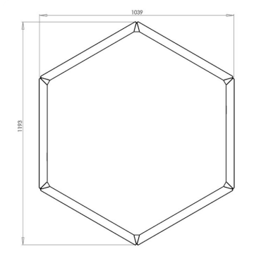 Gepoedercoat staal plantenbak Zeshoek 103.9x119.3 cm H=30 cm - Zwart (RAL9005) ZONDER bodemplaat
