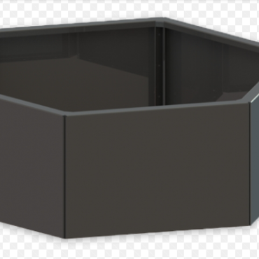 Gepoedercoat staal plantenbak Zeshoek 103.9x119.3 cm H=80 cm - Antraciet (RAL7016) ZONDER bodemplaat