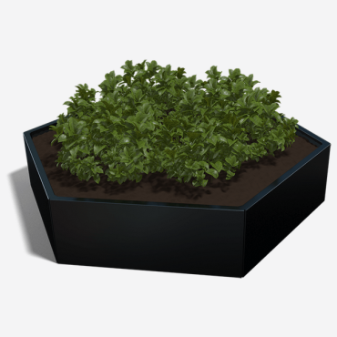 Gepoedercoat staal plantenbak Zeshoek 173.2x199.3 cm H=50 cm - Zwart (RAL9005) ZONDER bodemplaat